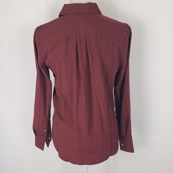 NWT Madewell Paxton Relaxed Fit Viscose Button Down Collared Burgundy Shirt XXS - Picture 4 of 12